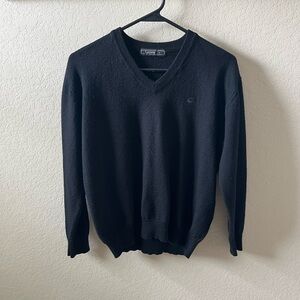 Lacoste Men’s Black V-Neck Wool Sweater Size L